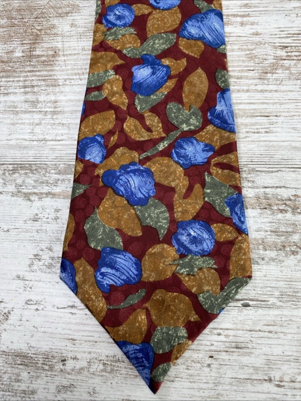 Vintage Bugatti Silk Tie Abstract Floral Multi-Color Wide 56x4 USA Retro 90s